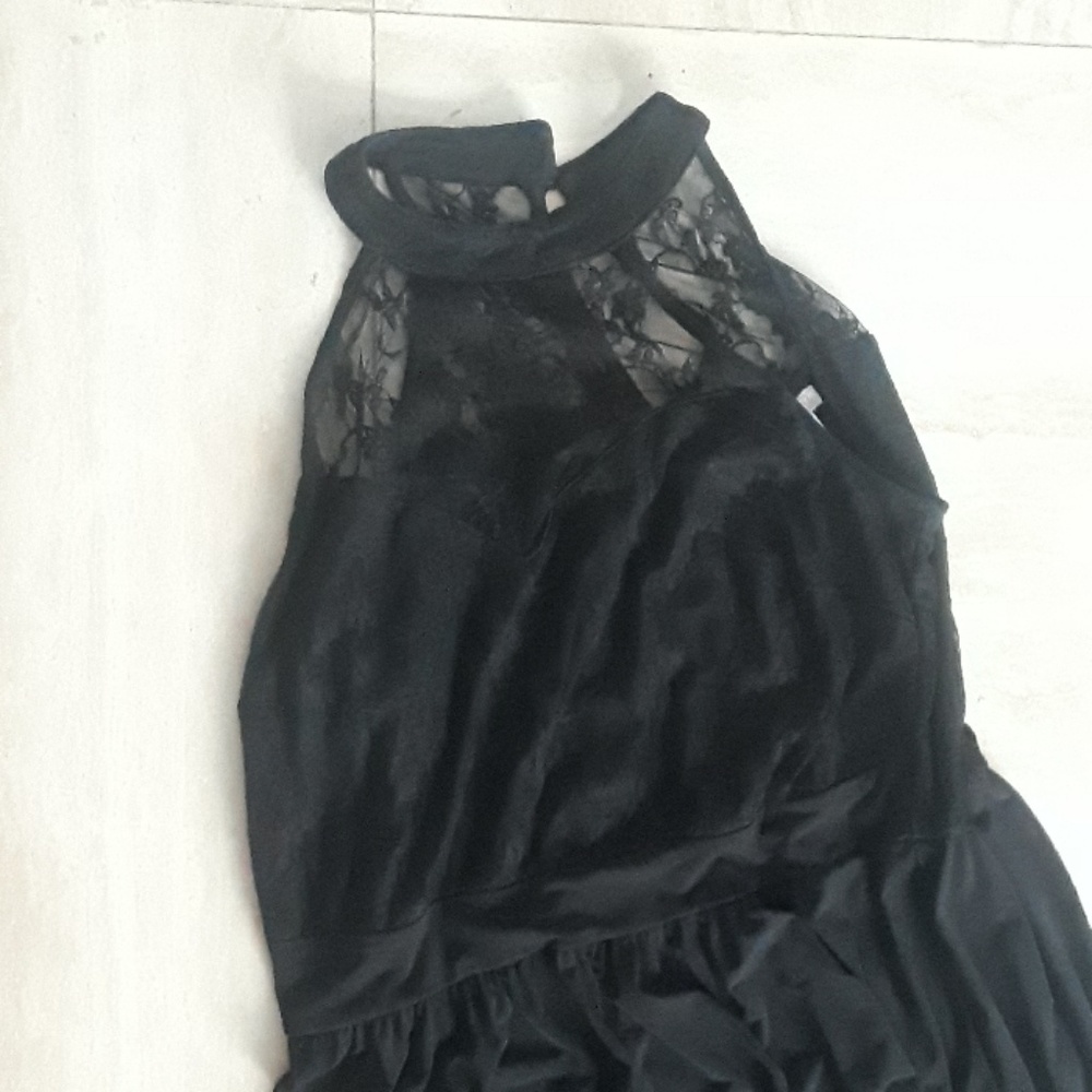 Black lace long dress